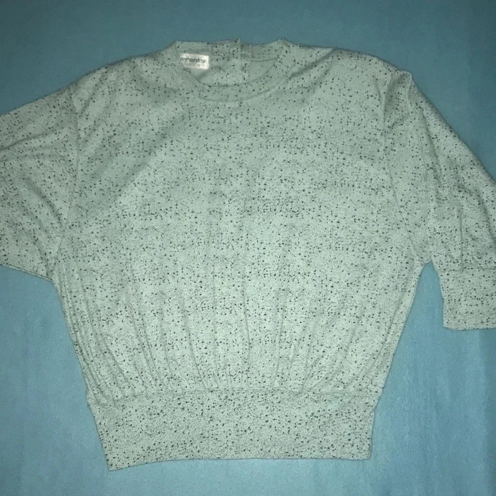 CURRANTS by Jeri-Jo minty blue with black, grey speckles, dolman sleeves size M